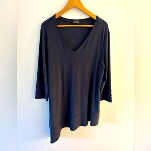 Sympli Canada Tunic Top Women Sz 18 Dark Grey Asymmetric Flowy Jersey Lagenlook